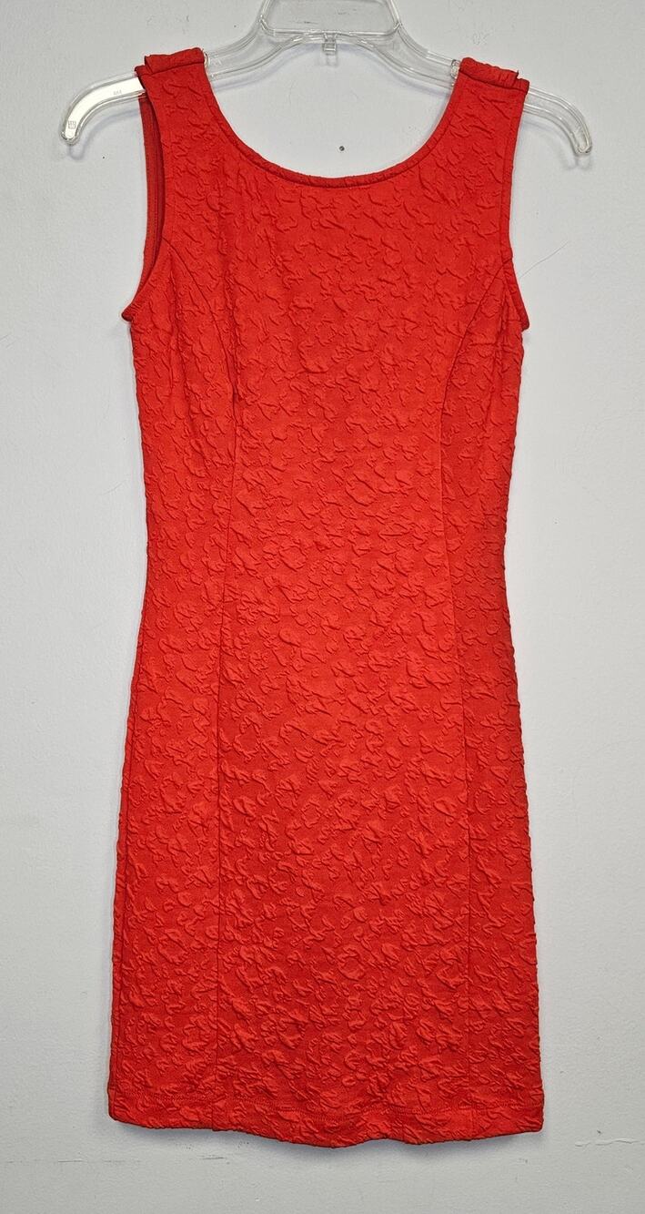 Gianni Bini Womens Coral Orange Texture Lace Sheath Dress-Size Small